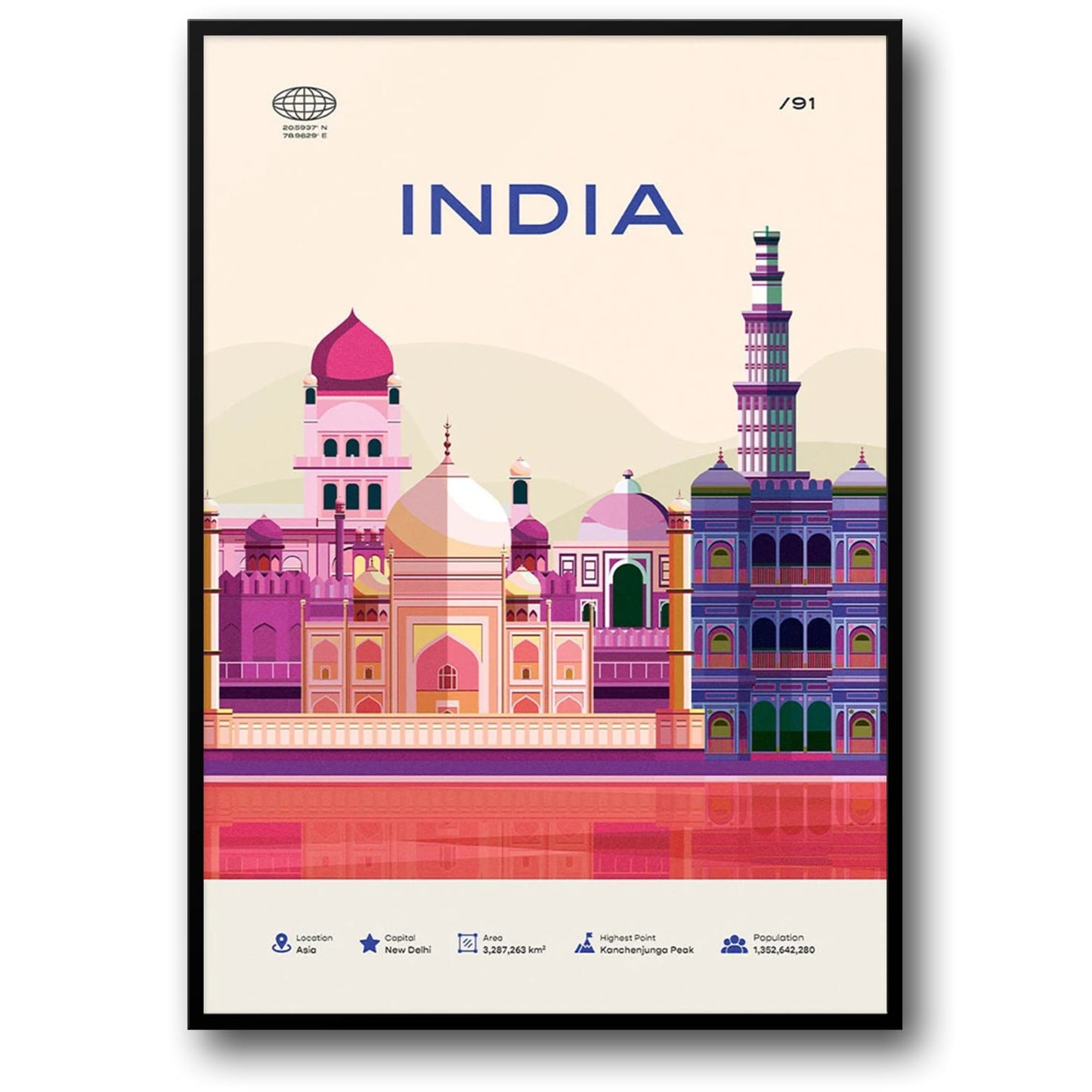 New Delhi Landmarks | Colorful Cultural Illustration