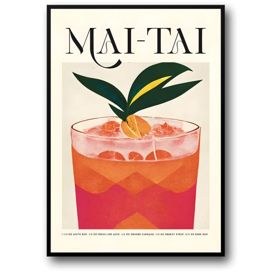 Vintage Cocktail Party Poster | Mai-Tai Drink Art | Mid-Century Modern Style | Bar Decor | Wall Art | Retro Beverage Poster | Collectible Home Decoration