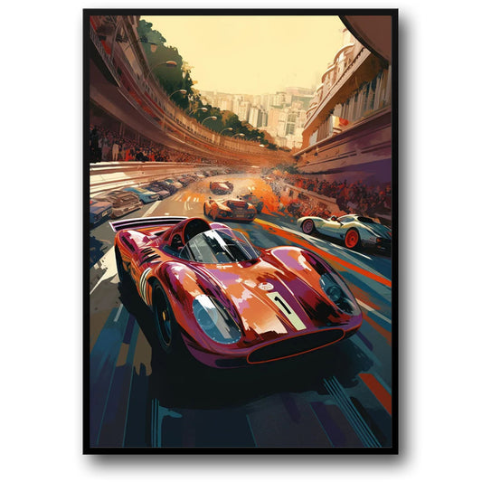Vintage Car Racing Impressionism | Classic Art | Poster for Home Decor