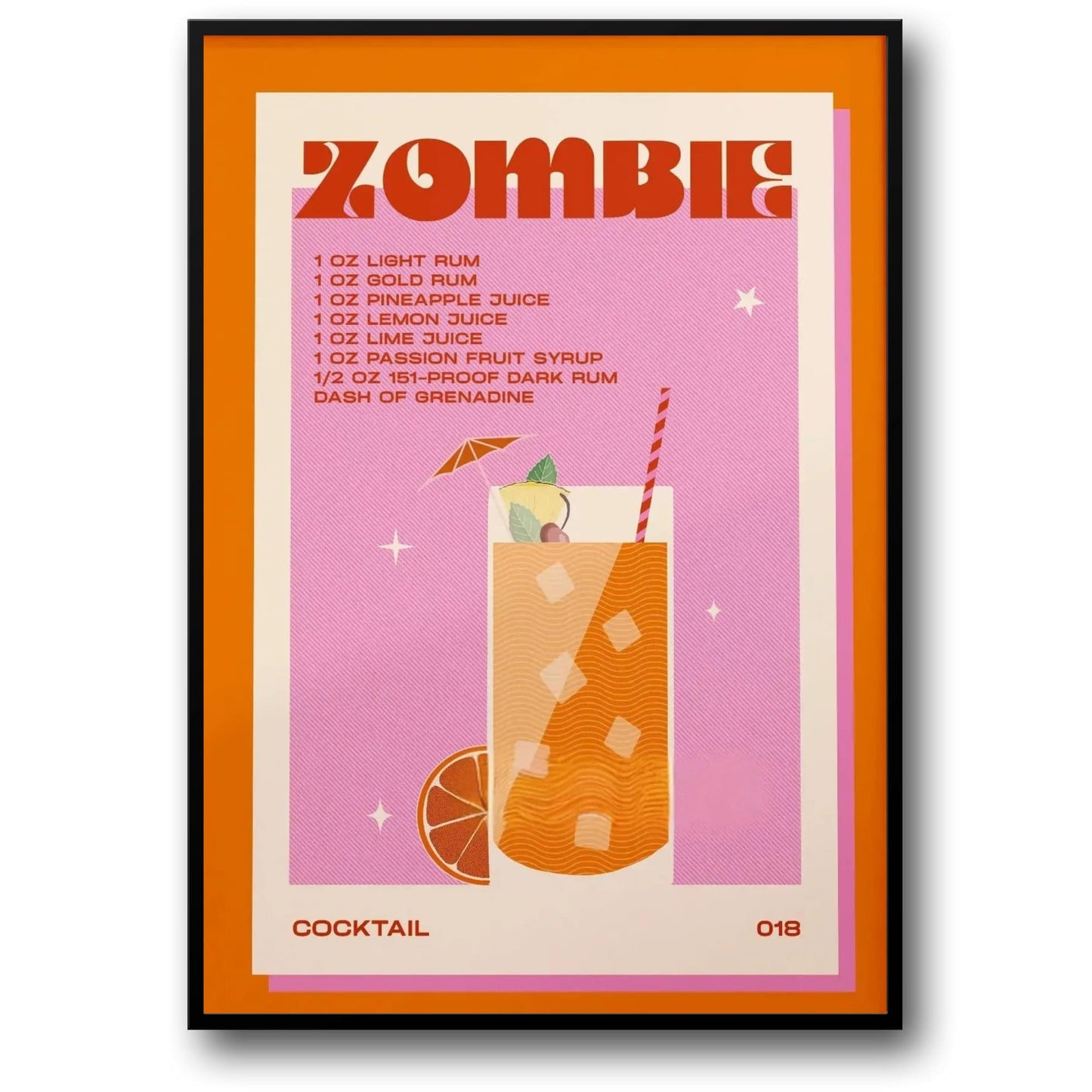 Vintage Zombie Cocktail | Retro Drink Illustration