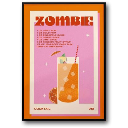 Vintage Zombie Cocktail | Retro Drink Illustration