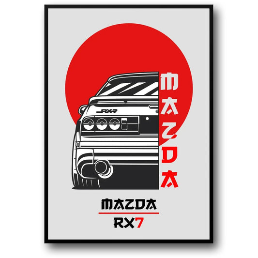 Mazda RX7 Sports Car Poster | Japanese Import Car Art Print | Automotive Decor for Home & Garage
