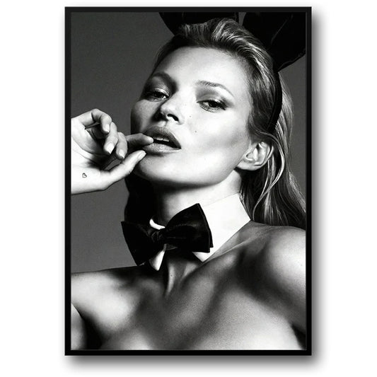 Kate Moss | Monochrome Elegance Poster | Supermodel Wall Art | Fashion Icon Decor | Black and White Print