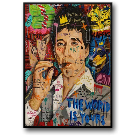 Abstract Graffiti Art Poster | Tony montana Portrait | Al pachino | Street Pop Wall Art for Living Room Decor