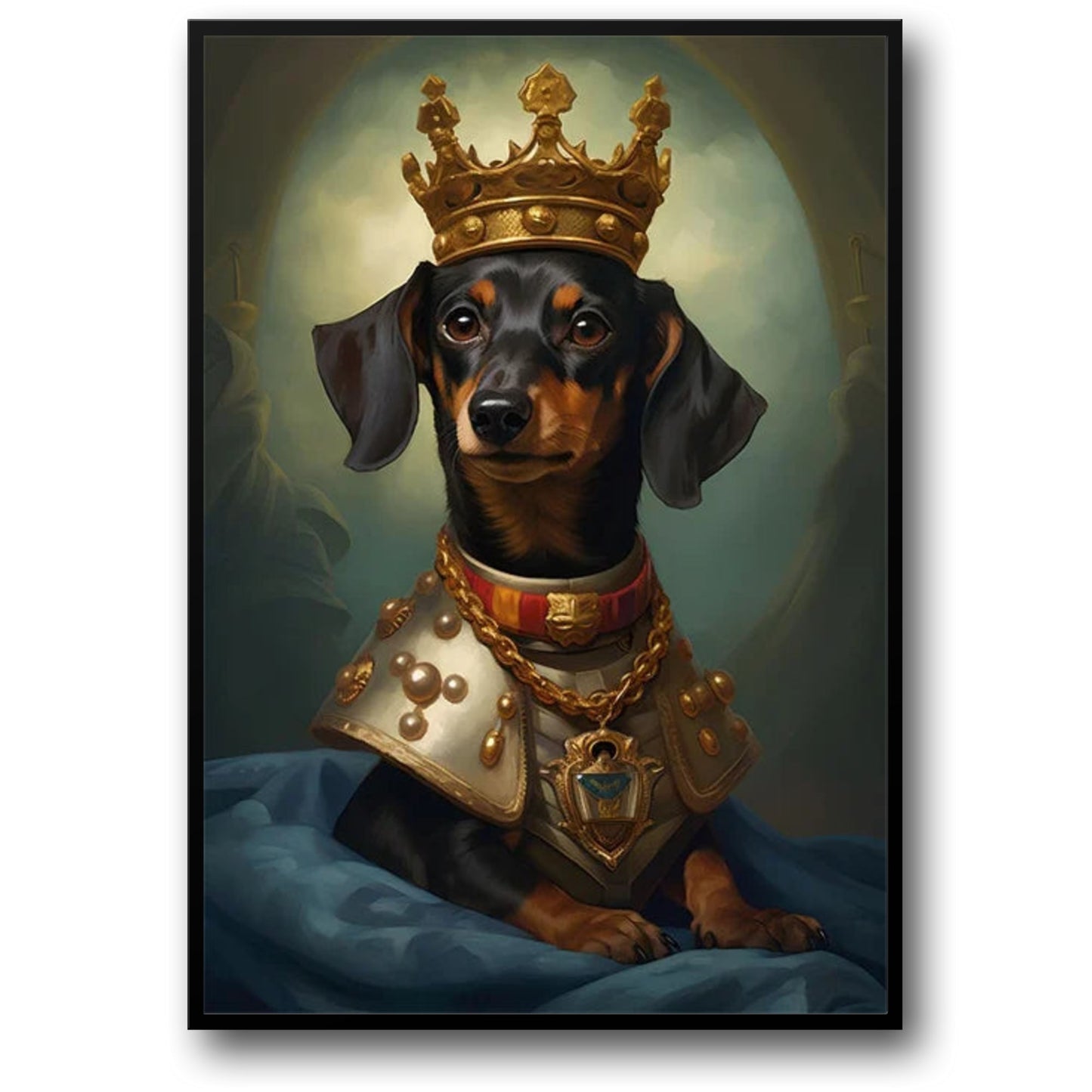 Dachshund Royal Watch Poster | Loyal Guardian on the Throne | Whimsical Home Decor | Dog Art Print