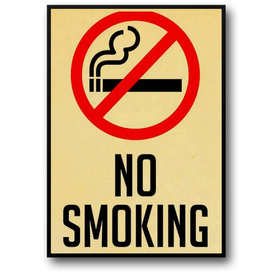 Vintage No Smoking Sign Poster | Retro Home Decor | Decorative Warning Sign Wall Art | Rustic Style