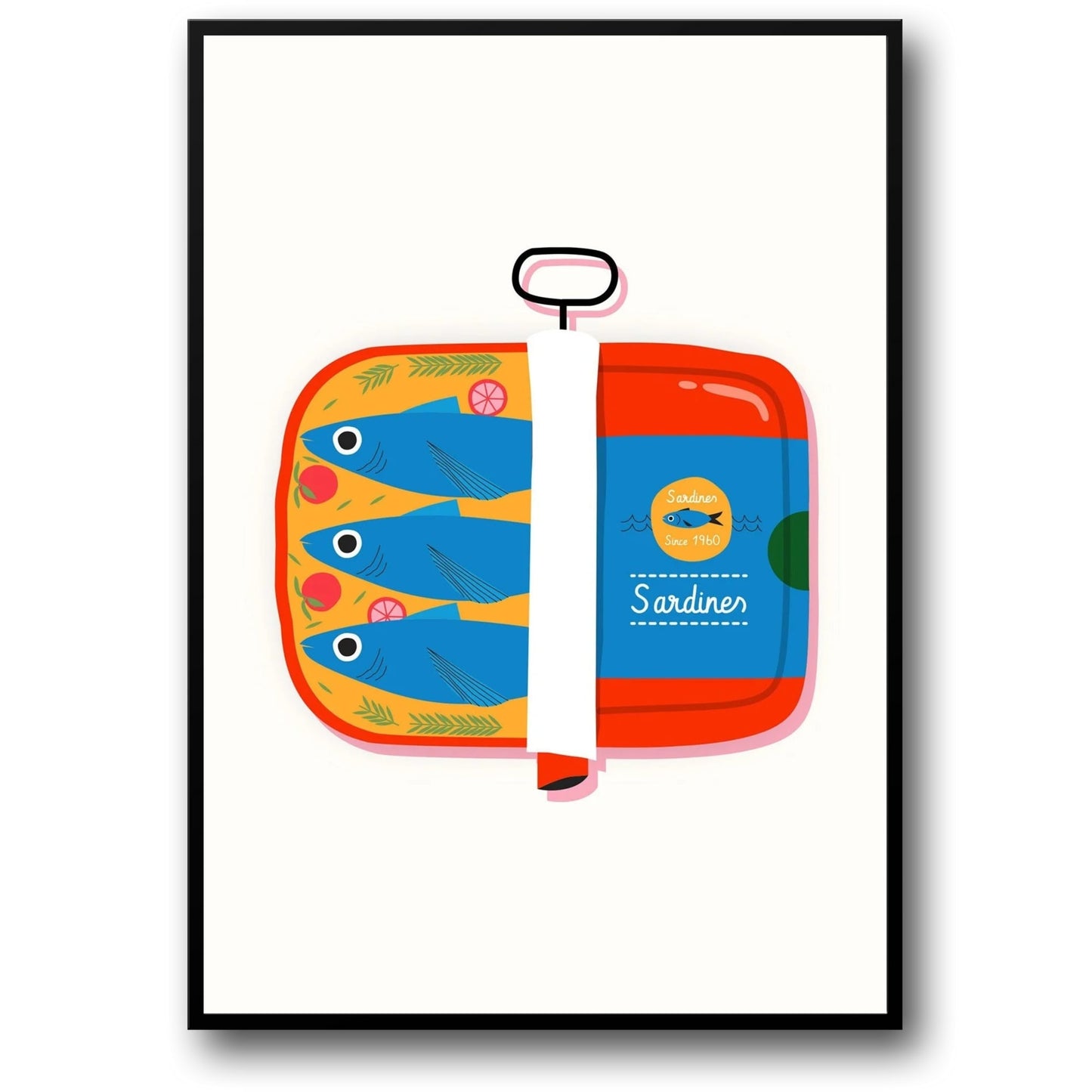 Sardines Poster | Vintage 1960 Culinary Illustration | Home Decor Wall Art | Kitchen Print