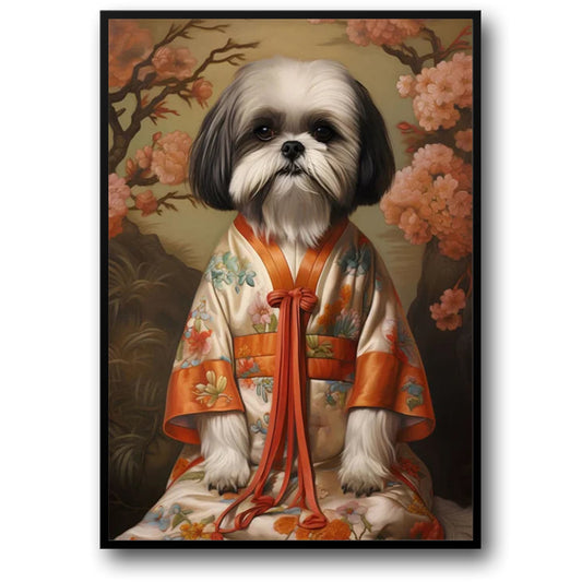Shih Tzu Poster | Eastern Elegance | Art Print | Rich Tapestry Design | Home Decor | Dignified Pose