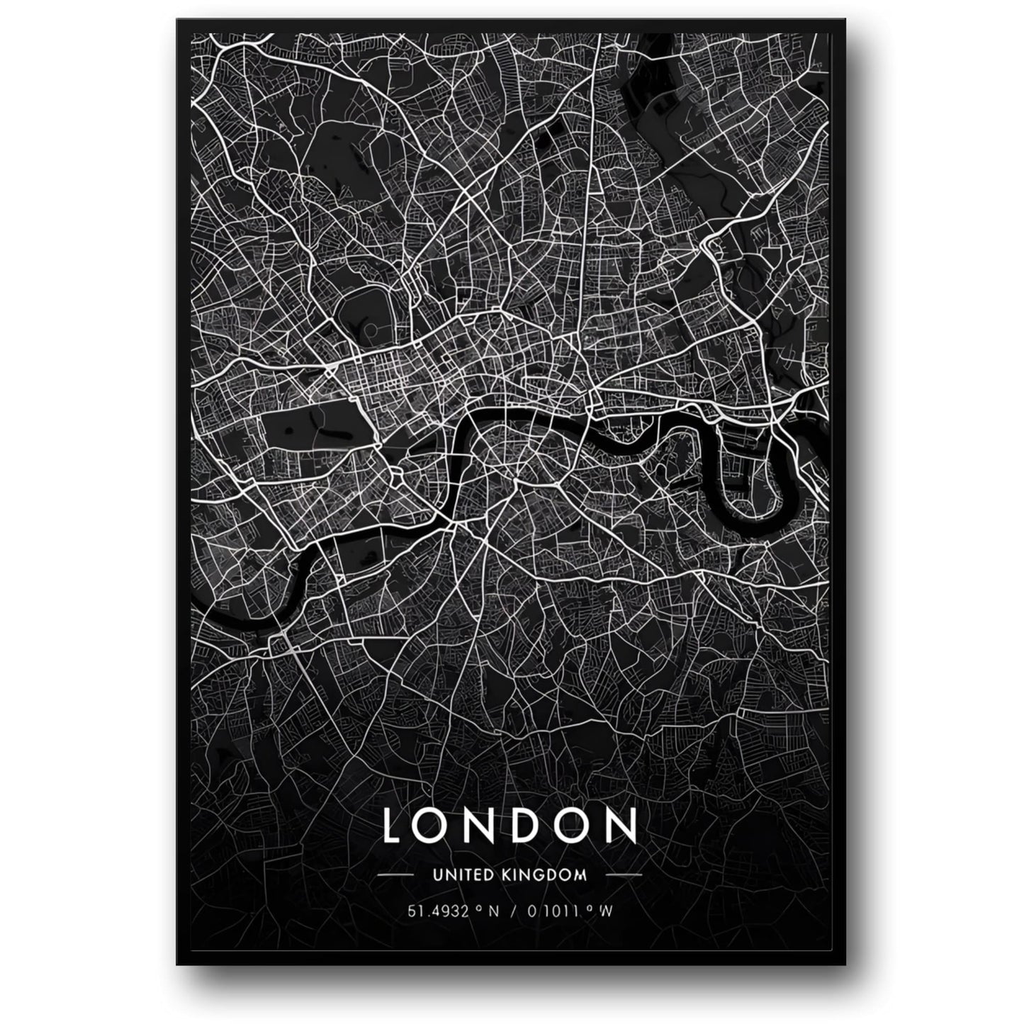 London City Map | Black & White Urban Art