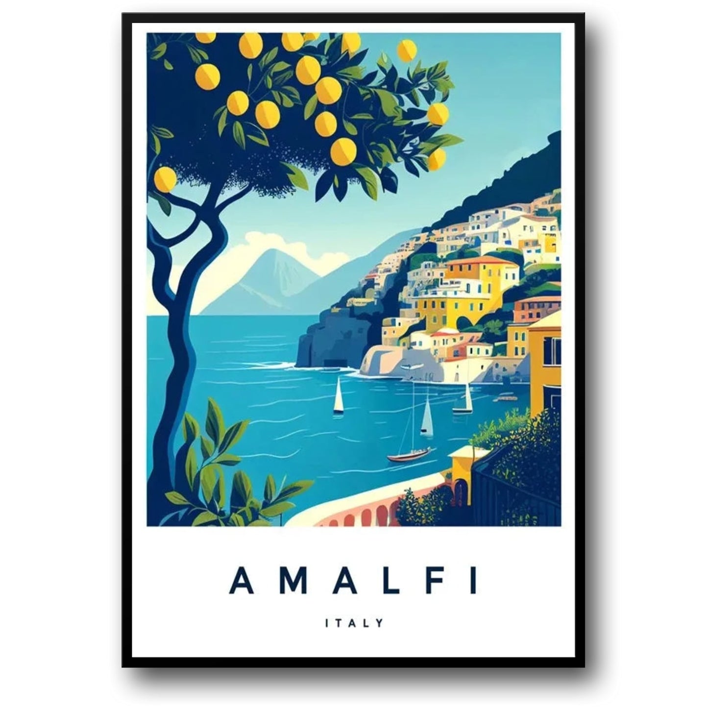 Amalfi Coast Vintage Scenic | Italian Seaside Decor