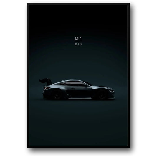 BMW M4 GT3 Poster | High-Performance Racing Car Art Print | Automotive Wall Decor | Detailed Illustration