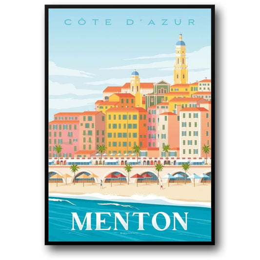 Iconic Destinations Poster | The Beauty of Menton, France | Scenic Wall Art | Stunning Coastal Landscape Decor | Inspirational Travel Print