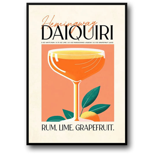 Daiquiri Cocktail Art Print | Retro Party Vibes | Kitchen & Bar Decor | Decorative Wall Poster | Vintage Style Drink Illustration