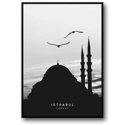 Sleymaniye Mosque Silhouette Poster | Istanbul's Iconic Skyline | Ottoman Architectural Marvel | Timeless Turkish Decor for Home & Garden