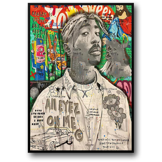 Abstract Street Pop Art Poster | Tupac Portrait | Graffiti Wall Art for Living Room Decor