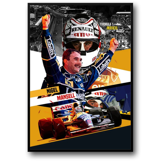 Nigel Mansell | Formula 1 Legend Poster | Racer Helmet Design | Sports F1 Memorabilia