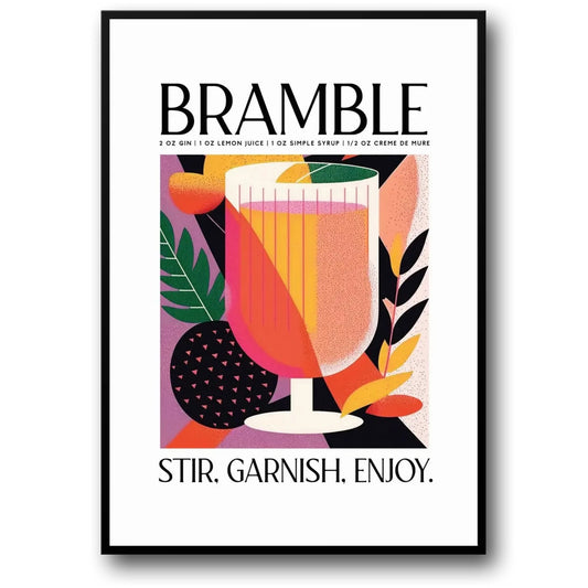Cocktail Party | Bramble Poster | Wall Art Decor | Modern Home Decoration | Vibrant Drink Theme | Contemporary Style | Perfect for Kitchen or Bar | Visual Artwork