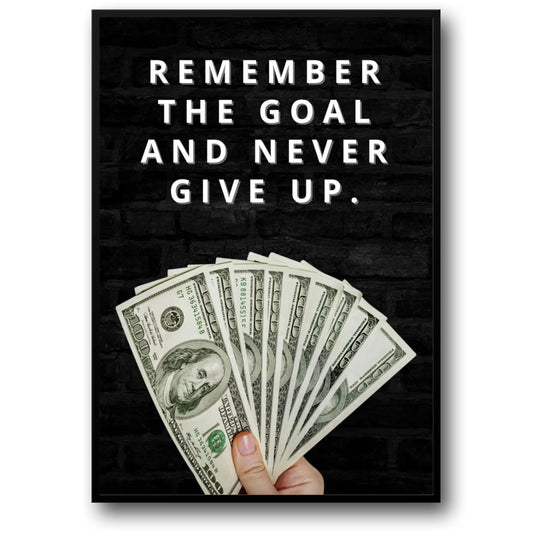 Goal Motivation Dollar Fan Poster for Success-Driven Home Offices | Home Decor | Decoration Poster