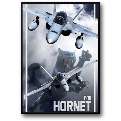 Aviation Art Poster | F-18 Hornet Fighter Jets | Dramatic Sky Scene | Panther Detail | Poster Print