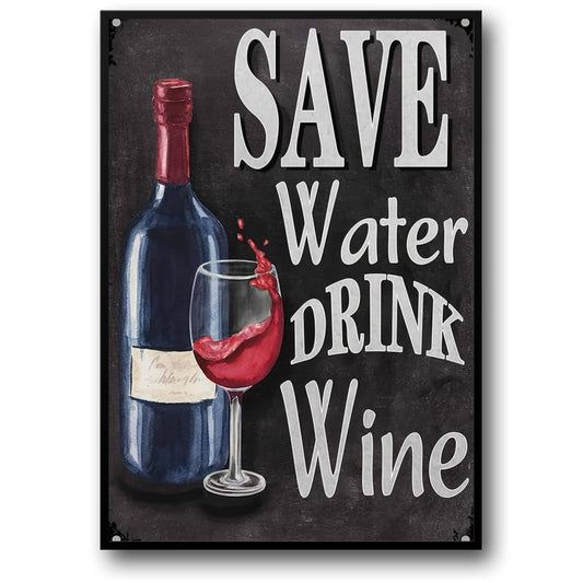 Vintage Kitchen Poster | Save Water, Drink Wine