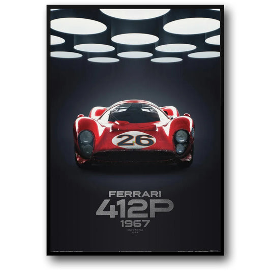 Ferrari 412P | 1967 Daytona USA Poster | World Famous Racing Car Art | Automotive Wall Decor
