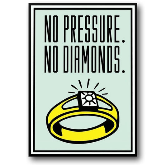 Monopoly Poster | No Pressure No Diamonds | Motivational Art Print | Home Wall Decor | Office & Room Decoration