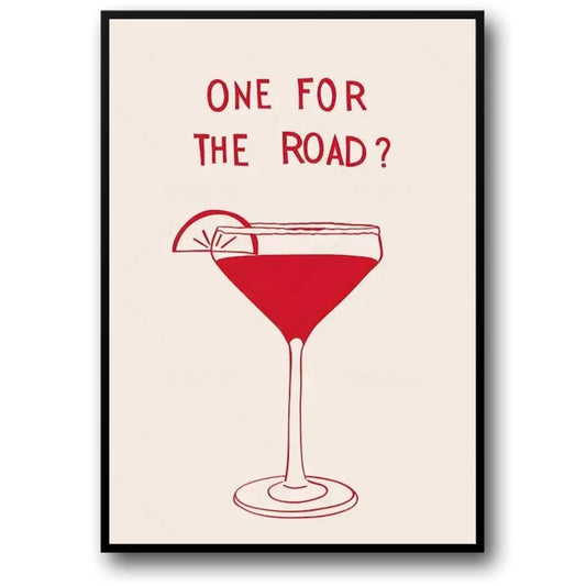 Hand Drawn Minimalist Poster | One For The Road | Modern Home Decor | Artistic Visual Print | Wall Art