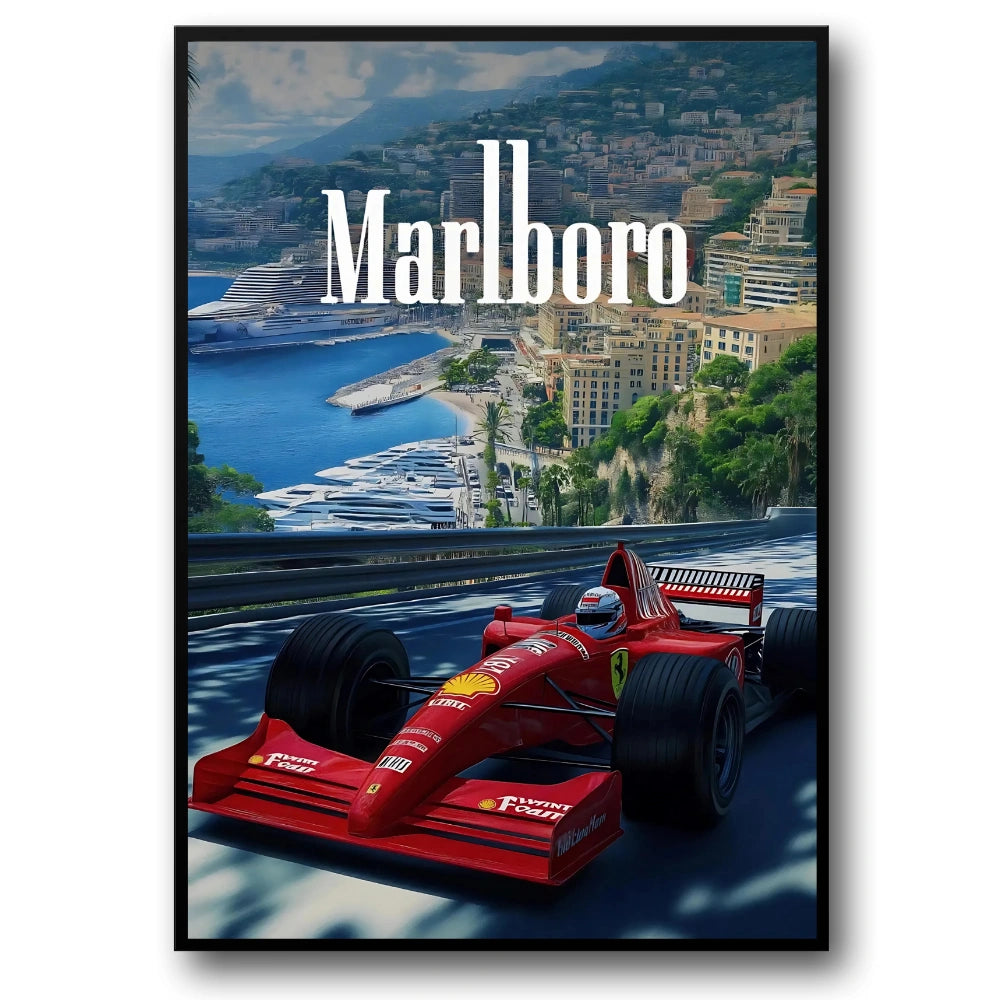 Vintage Formula 1 | Monaco Grand Prix | F1 Racing Poster | Ferrari F310B | Michael Schumacher | Monte Carlo Marina