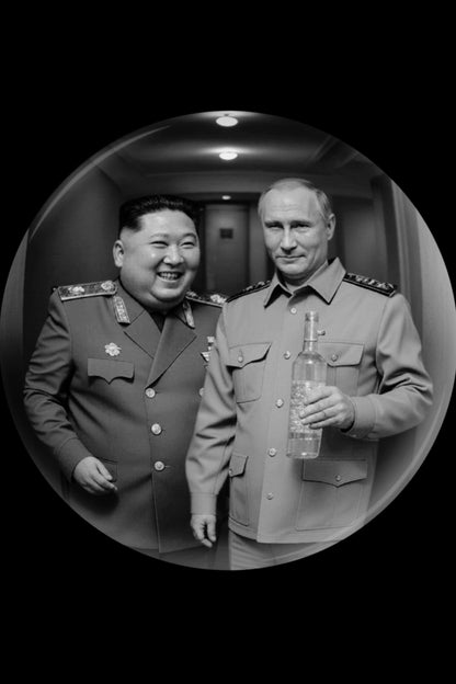 North Korean Leader & Russian President | Vintage Black and White