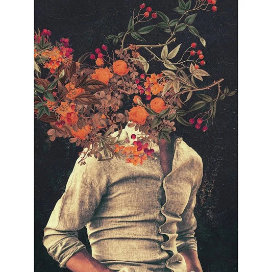 Poster | Vintage Flower Heads | Blossoms of the Mind | Floral Woman Art | Secret Garden Vibrance