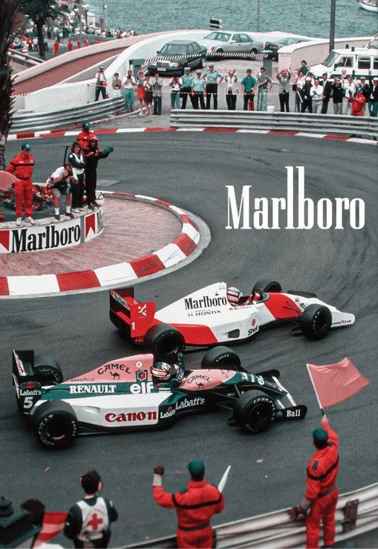 Ayrton Senna vs Nigel Mansell | Monaco Grand Prix Poster | Vintage Formula 1 Racing Art | McLaren vs Canon Williams-Renault Decor