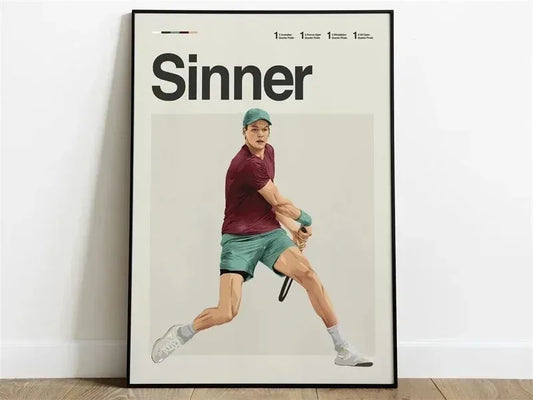 Legends of Tennis | Jannik Sinner Poster | Aesthetic Modern Art Decor | Home Wall Visual Artwork