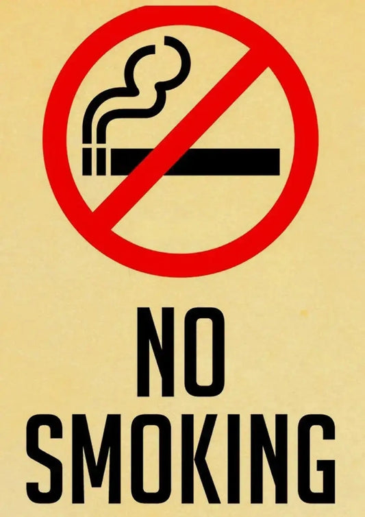Vintage No Smoking Sign Poster | Retro Home Decor | Decorative Warning Sign Wall Art | Rustic Style