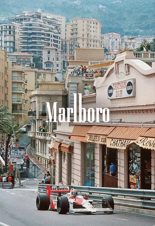 Vintage Formula 1 Poster | Monaco Grand Prix Racing Art | Mclaren | Ayrton Senna & Alain Prost | Streets Of Monaco Decor