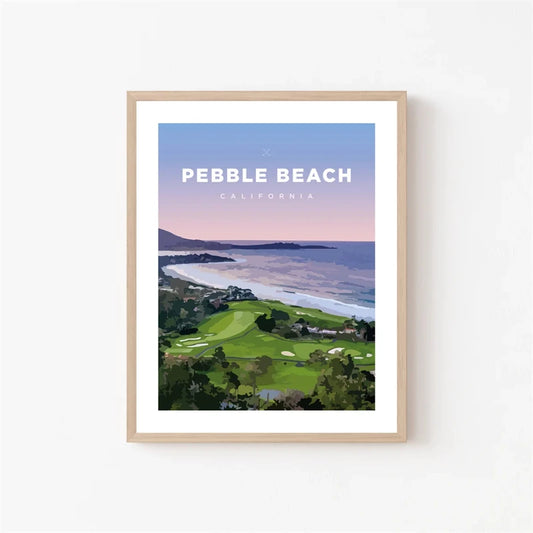 Pebble Beach | California Golf Course Poster | Tribute to Iconic Golfing Landmarks | Home Decor Wall Art