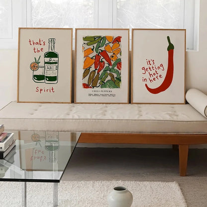 Japanese Hot Chilli Pepper Poster | Vibrant Wall Art | Spicy Kitchen Decor | Oriental Cuisine Themed Poster | Unique Home Decoration