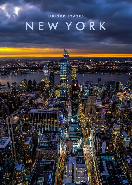 Hudson Yards Twilight Poster | Modern Urban Skyline | New York City Art Print | Contemporary Decor