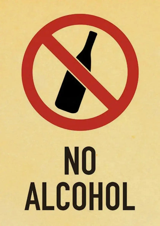 Vintage Warning Signs Poster | No Alcohol | Danger Signs | Retro Wall Decor | Home and Garden Art