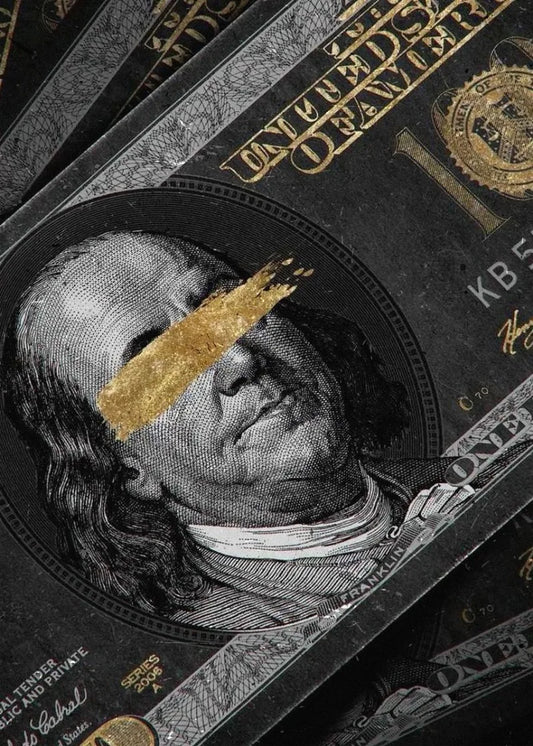 Gold Eye Dollar Poster  Luxury Benjamin Franklin Money Art Print | Home Decor | Decoration Poster