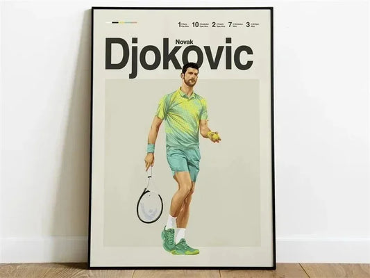 Legends of Tennis Poster | Modern Aesthetic Art | Featuring Novak Djokovic