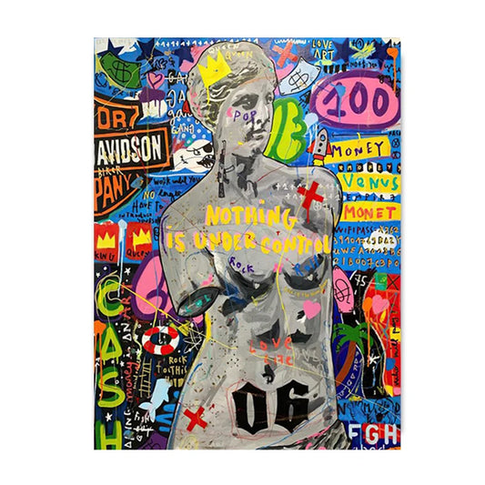 Abstract Graffiti Poster | Queen of England Portrait | Canvas Wall Art Prints for Living Room Decor