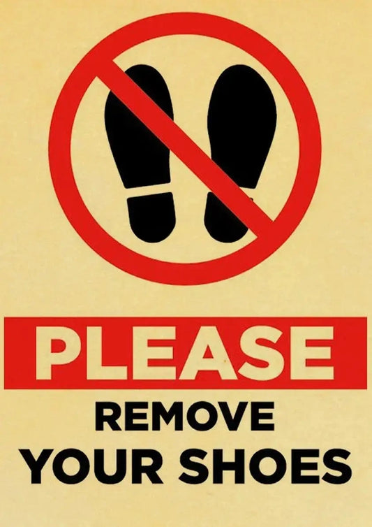 Please Remove Your Shoes | Vintage Warning Poster | Entrance Decor | Humorous Home Sign | Retro Warning Artwork