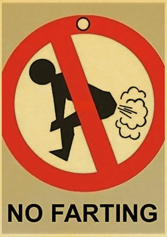 Vintage Humor Poster | No Farting | Funny Retro Warning Sign Decor | Wall Art