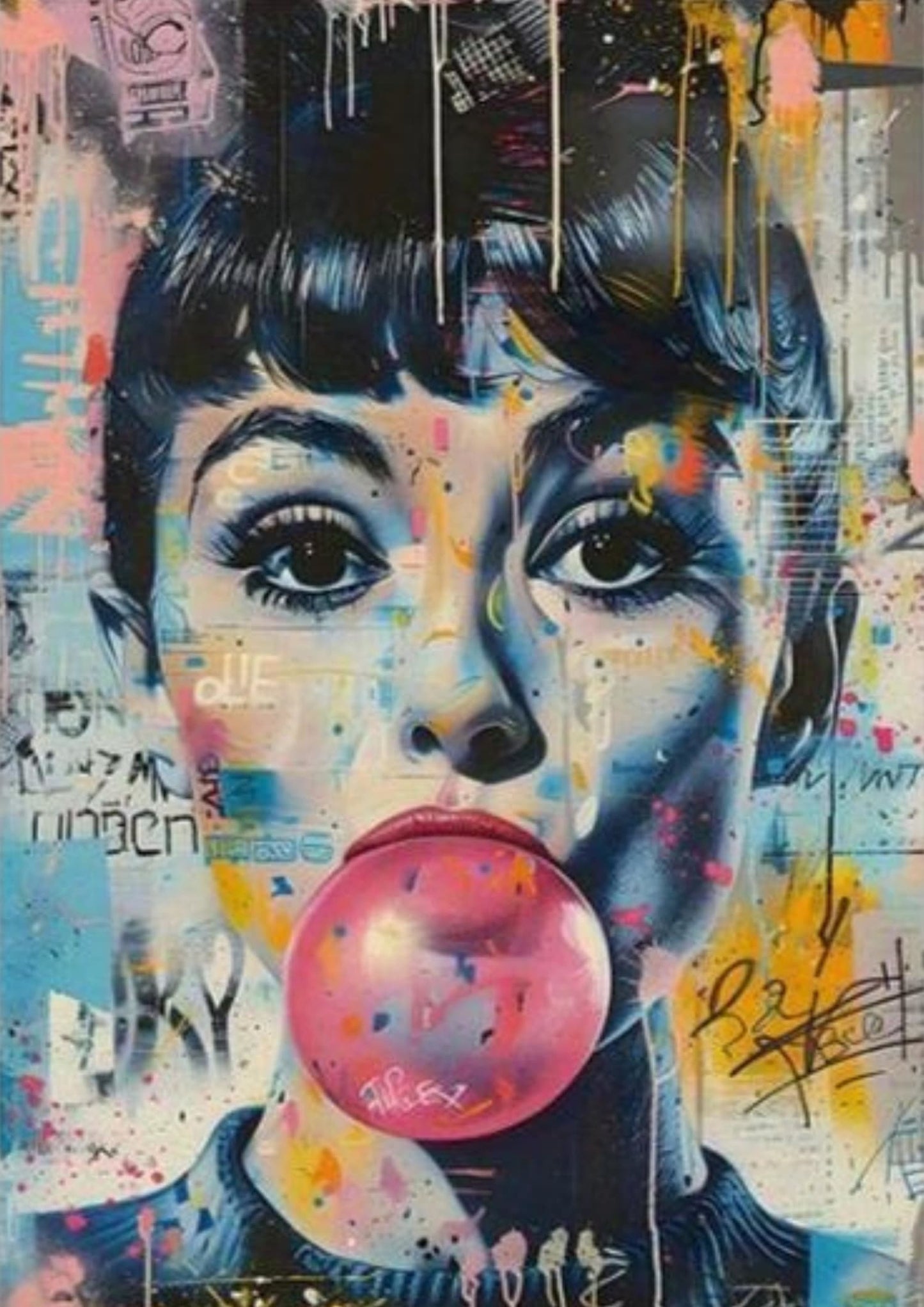 Bubble Gum Blowing Woman | Vibrant Pop Art