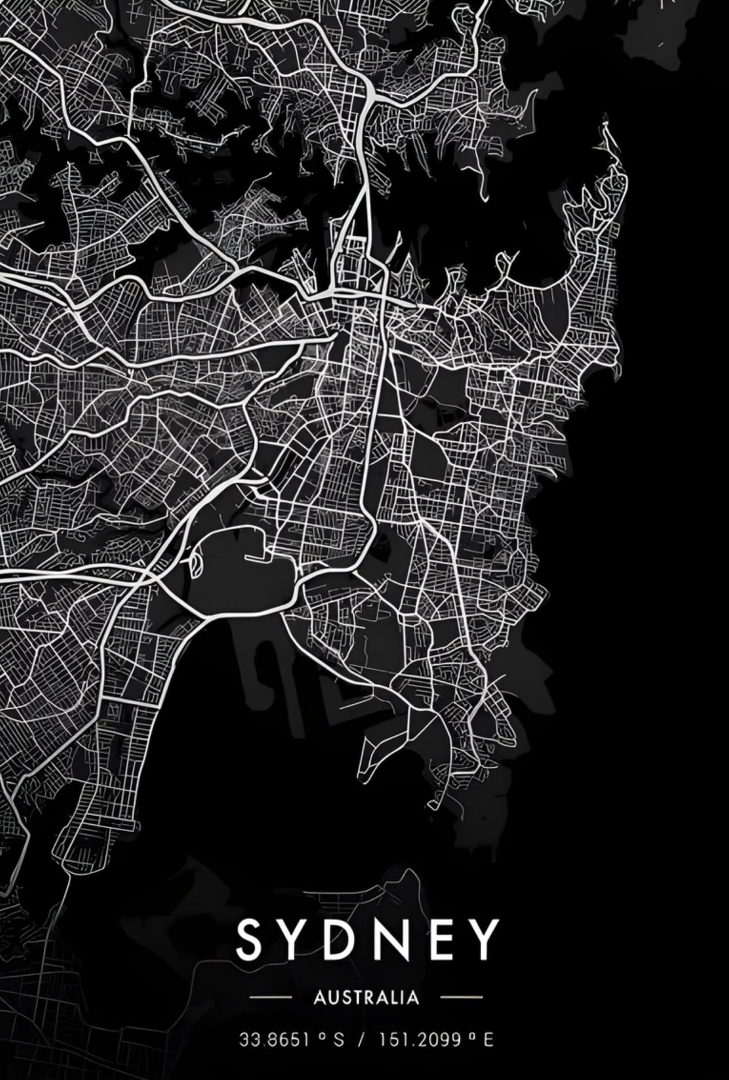Sydney Map | Black & White