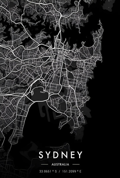 Sydney Map | Black & White