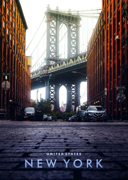 Manhattan Bridge Poster | New York Architectural Art | Urban Cityscape Wall Decor | Stunning Perspective | USA