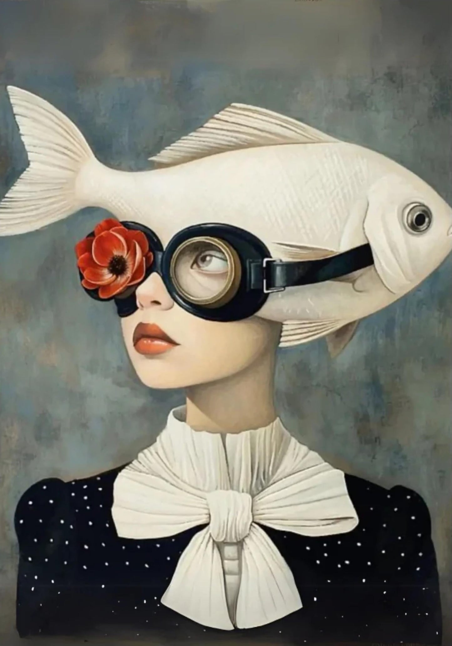 Floral Girl | Surreal Celestial | Vintage Diving Mask