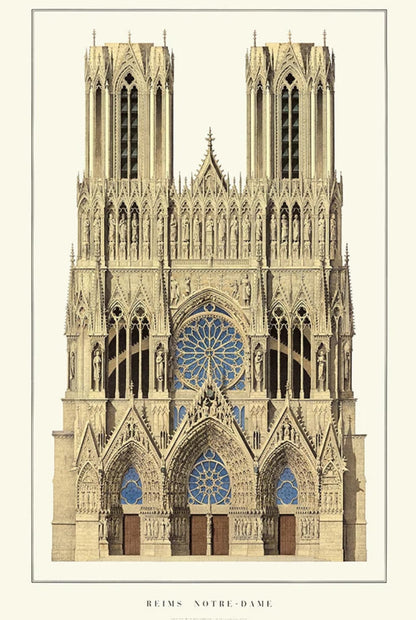 Reims Cathedral | Reims | France | Majestic Gothic Architecture | French Religious Architecture | Historical Building Posters