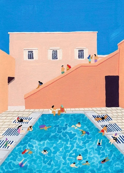 Afternoon at the Pool | Modern Pastel